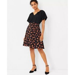 NWT Ann Taylor multicolor floral tie waist full skirted mini skirt Size 14